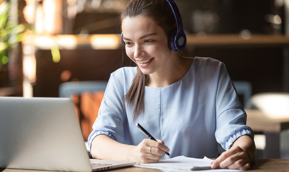 Student studying online