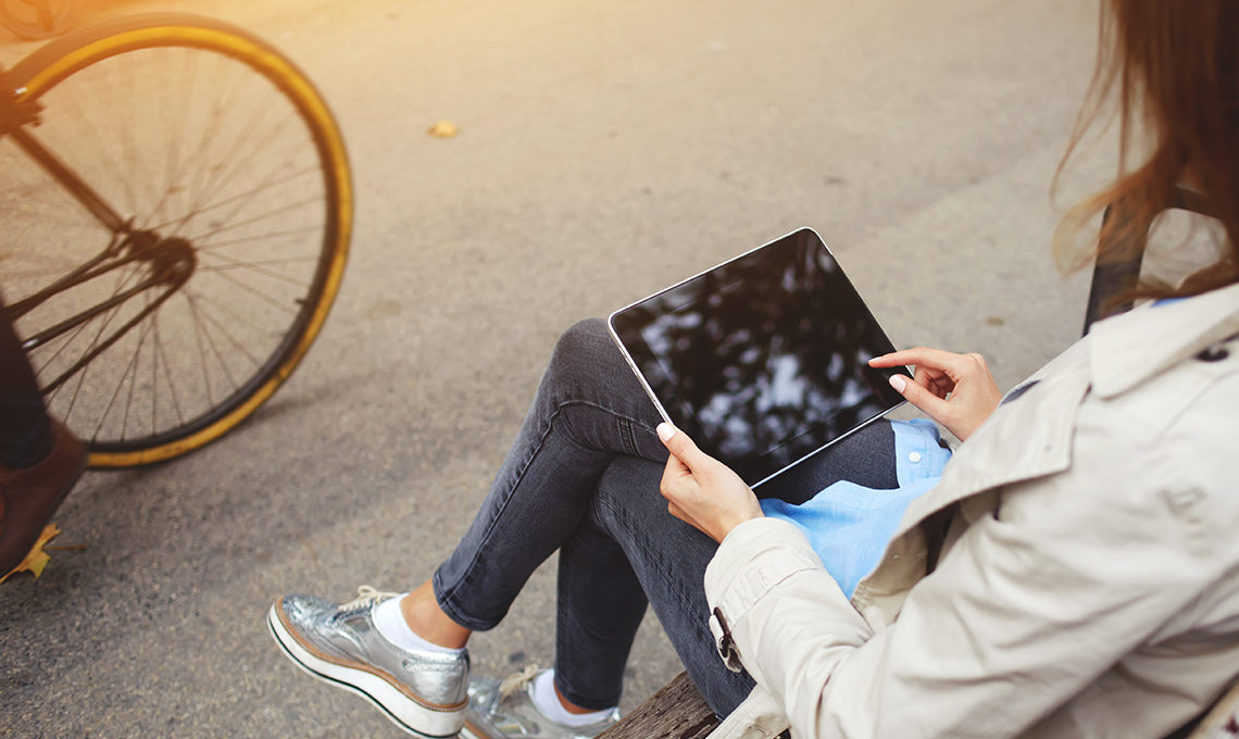 Student using table anywhere thanks to eduroam